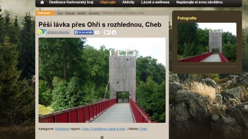 Vávrova lávka pro pěší s vyhlídkovou věží v Chebu